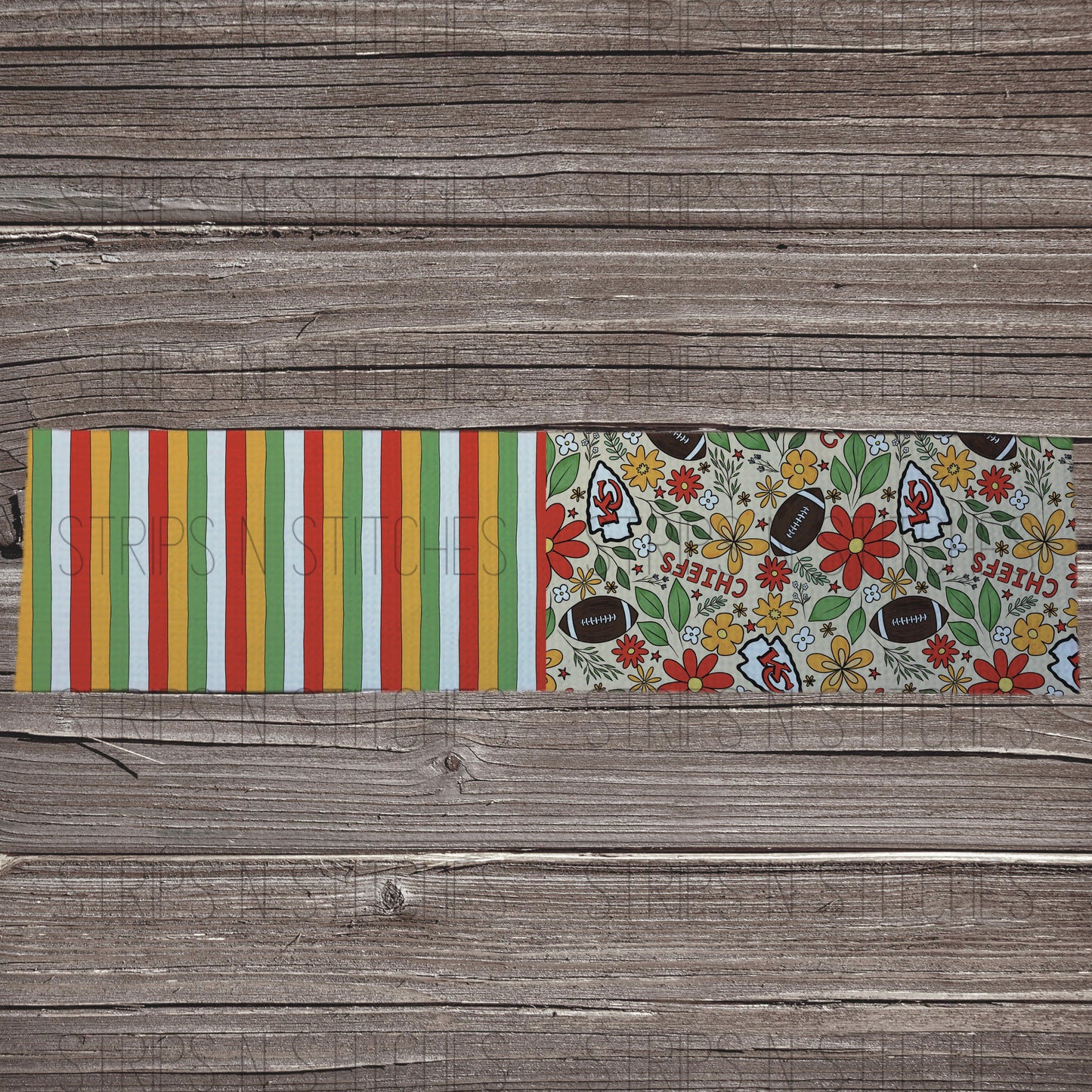 2024 Football - HALF & HALF LIGHT FLORAL | All 32 Teams Available | Fabric Strip | Bow Making | Scrunchies | Headwraps