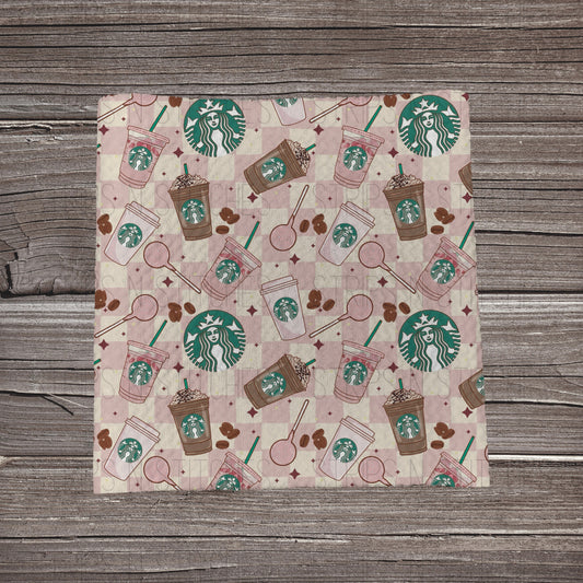 Pale Pink Checkered Morning Brew | Bullet Fabric Strip | Bow Making | Scrunchie | Headwraps