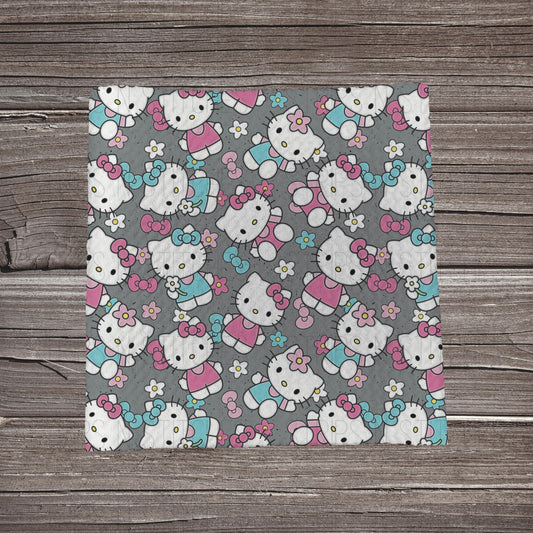 Hi Cat Gray | Fabric Strip- Bow Making- Headwraps- Scrunchies