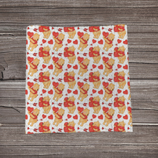 Valentine Sweet Bear & Hearts | Fabric Strip- Bow Making- Headwrap- Scrun