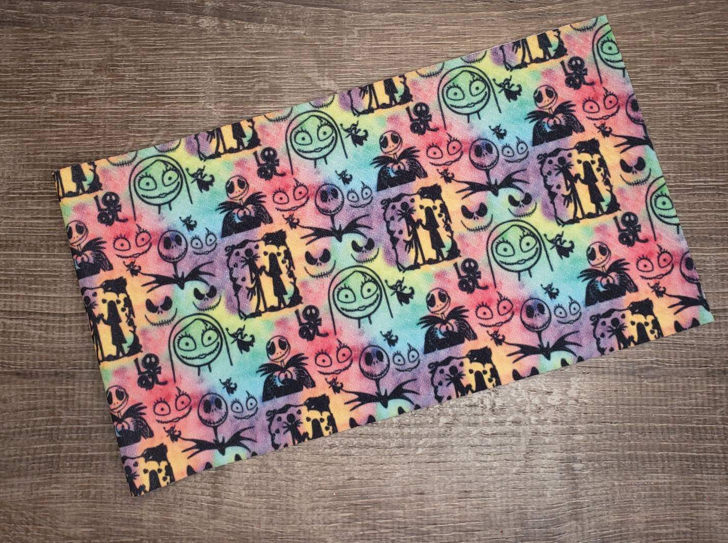 Colorful Skelton and Girl Fabric Strip- Bow Making- Headwrap- Scrunchies