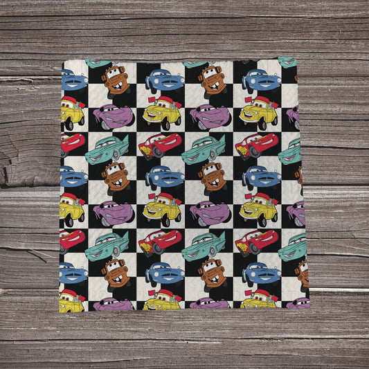 Black & White Checkered Vehicles & Friends | Bullet Fabric Strip | Bow Making | Scrunchie |
