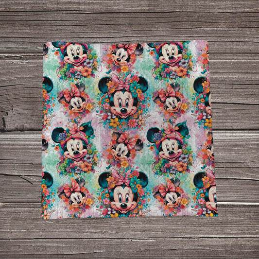 Colorful Splatter Floral MM | Fabric Strip- Bow Making- Headwrap- Scrunchies