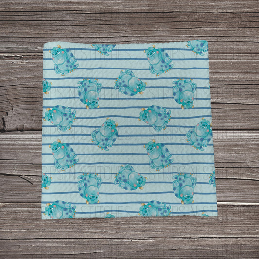 Striped Blue Monster| Bullet Fabric Strip | Bow Making | Scrunchie |