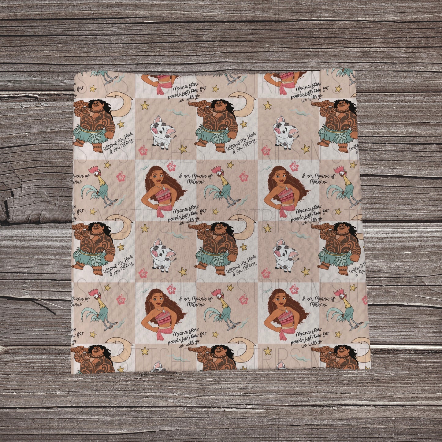 Tan & White Checkered Ocean Girl | Fabric Strip- Bow Making- Headwraps- Scrunchies