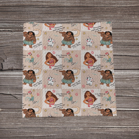 Tan & White Checkered Ocean Girl | Fabric Strip- Bow Making- Headwraps- Scrunchies