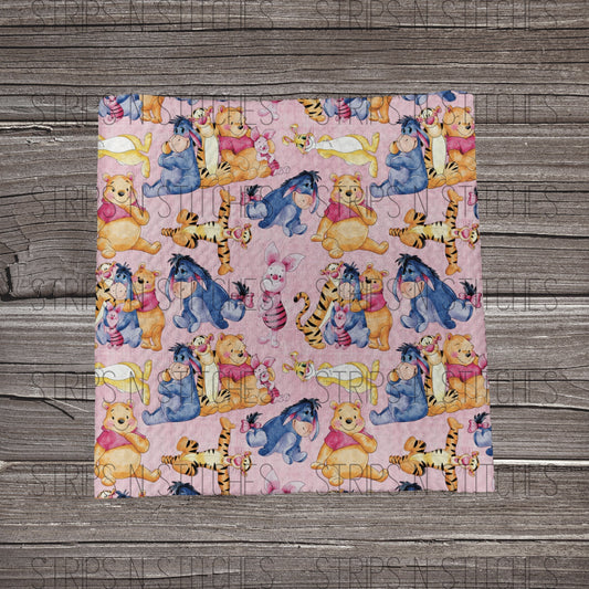 Ashdown Forest Friends - Pink | Fabric Strip- Bow Making- Headwrap- Scrunchi
