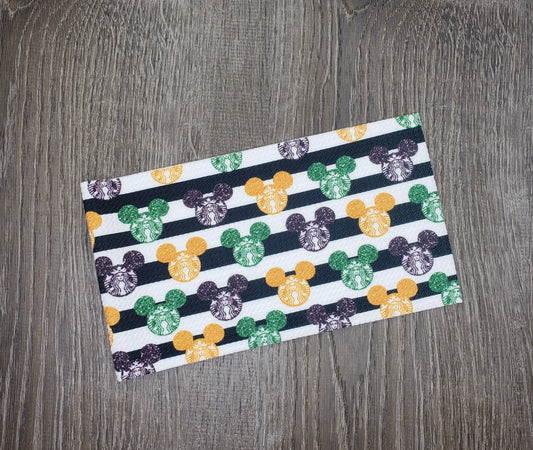 Morning Brew MM Heads with Stripes  Mouse  Fabric Strip- Bow Making- Headwrap- S