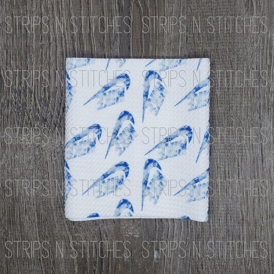 Watercolor Blue Curved Check  Fabric Strip- Bow Making- Headwrap- Scrunchies