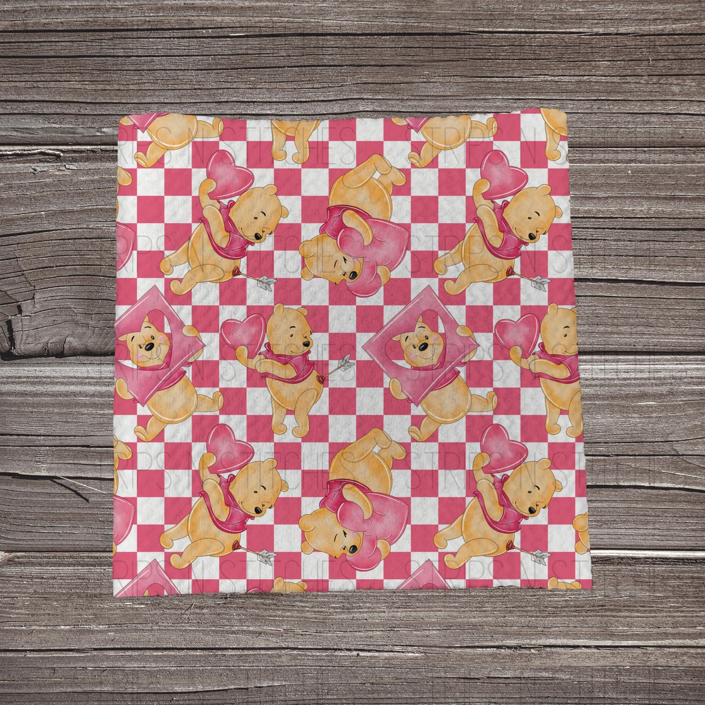 Checkered Bear & Hearts | Bullet Fabric Strip | Bow Making | Scrunchie |