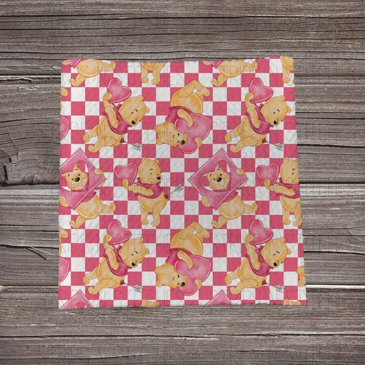 Checkered Bear & Hearts | Bullet Fabric Strip | Bow Making | Scrunchie |