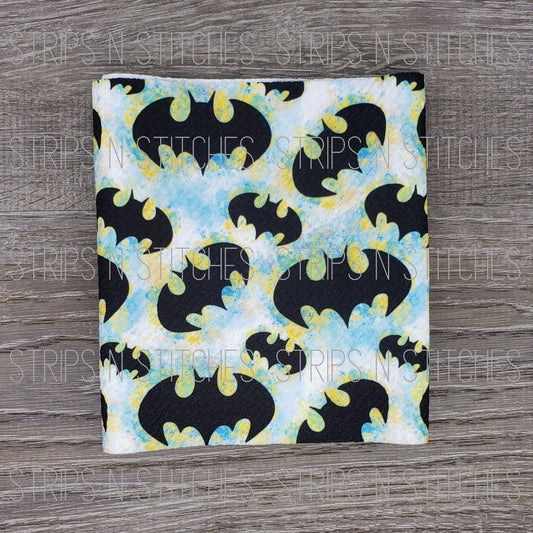 Watercolor Boy Bat | Fabric Strip- Bow Making- Headwrap- Scrunchies
