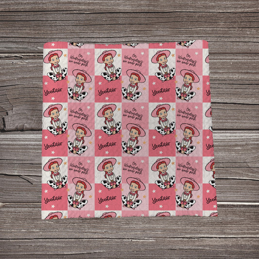 Pink Checkered Jes | Fabric Strip- Bow Making- Headwraps- Scrunchies