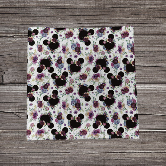 MM & Flowers  Fabric Strip- Bow Making- Headwrap- Scrunchies