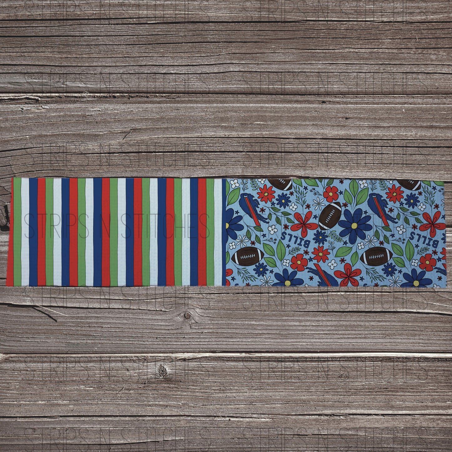 2024 Football - HALF & HALF LIGHT FLORAL | All 32 Teams Available | Fabric Strip | Bow Making | Scrunchies | Headwraps