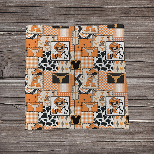 Orange & Black Western Boy MM Patchwork | Fabric Strip | Bow Making | Headwrap | Scrunchies