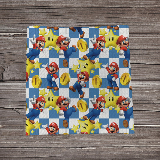 Blue Checkered Video Game Boy | Bullet Fabric Strip | Bow Making | Scrunchie | Headwraps