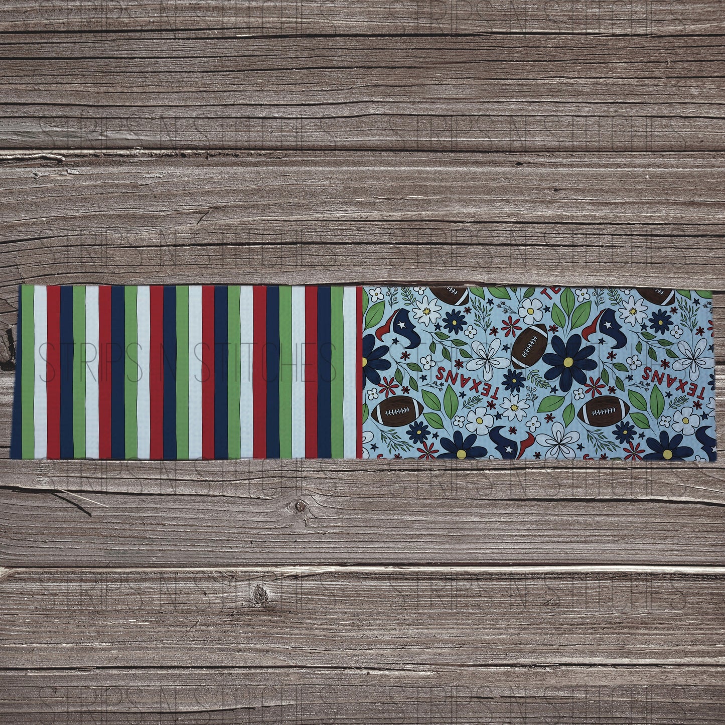 2024 Football - HALF & HALF LIGHT FLORAL | All 32 Teams Available | Fabric Strip | Bow Making | Scrunchies | Headwraps