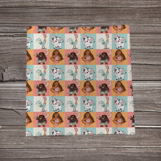 Checkered Ocean Girl | Fabric Strip- Bow Making- Headwraps- Scrunchies