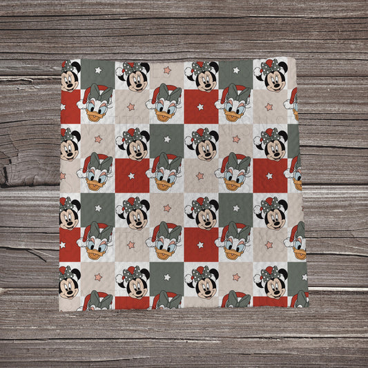 Red Checkered Christmas Girl MM & Duck | Bullet Fabric Strip | Bow Making | Scrunchie |