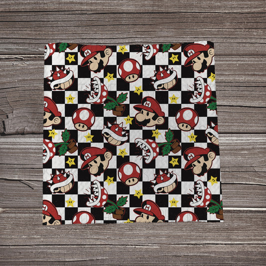 Checkered Video Game Boy | Bullet Fabric Strip | Bow Making | Scrunchie | Headwrap