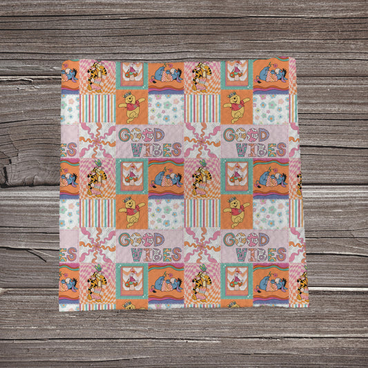 Good Vibes Bear Patchwork | Bullet Fabric Strip | Bow Making | Scrunchie |