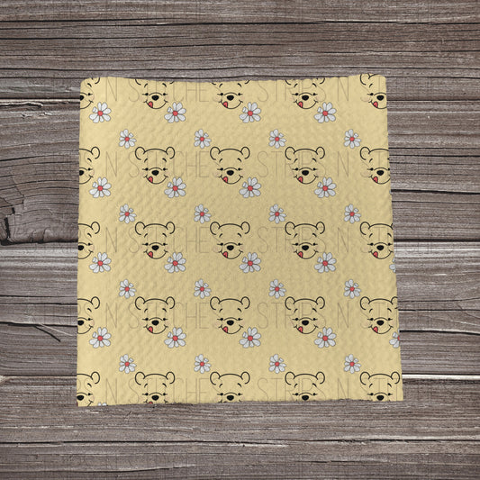 Scatter Sweet Bear Faces with Flowers | Fabric Strips | Bow Making | Headwrap
