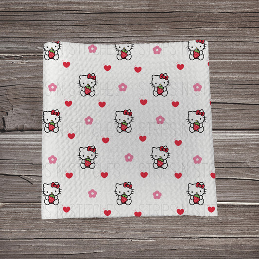 Hi Cat & Dainty Flowers **EXCLUSIVE PRINT** | Fabric Strip | Bow Making | Scrunchie | Headwrap