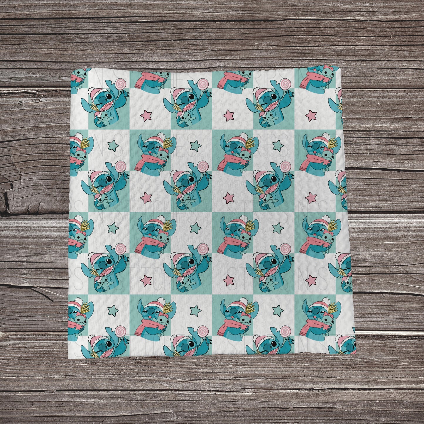 Muted Checkered Christmas Alien | Fabric Strip- Bow Making- Headwraps- Scrunchies