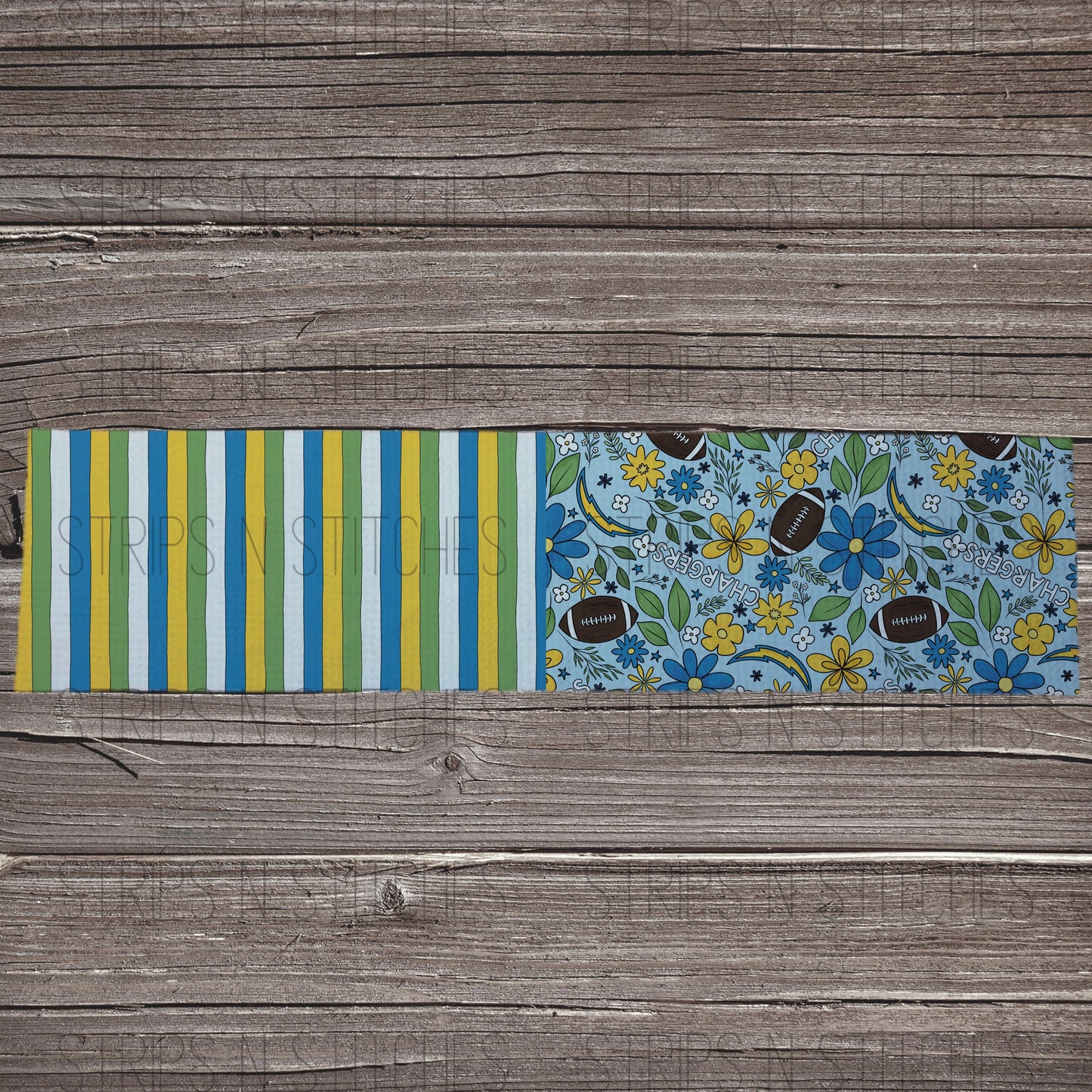 2024 Football - HALF & HALF LIGHT FLORAL | All 32 Teams Available | Fabric Strip | Bow Making | Scrunchies | Headwraps