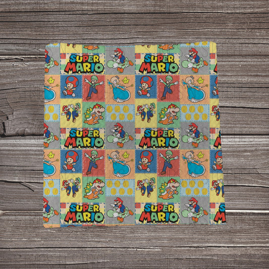 Video Game Super Bros Patchwork | Bullet Fabric Strip | Bow Making | Scrunchie | Headwraps
