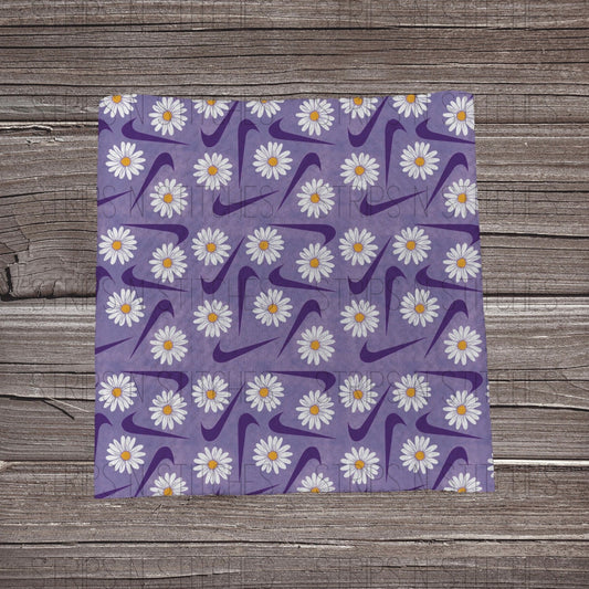 Curved Check Daisies-  Purple | Bow Making | Headwrap | Scrunchies