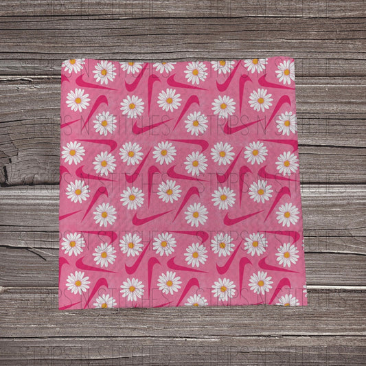 Curved Check Daisies- Pink | Bow Making | Headwrap | Scrunchies