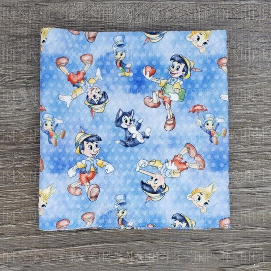 Wooden Puppet Blue | Bullet Fabric Strip | Bow Making | Scrunchie |