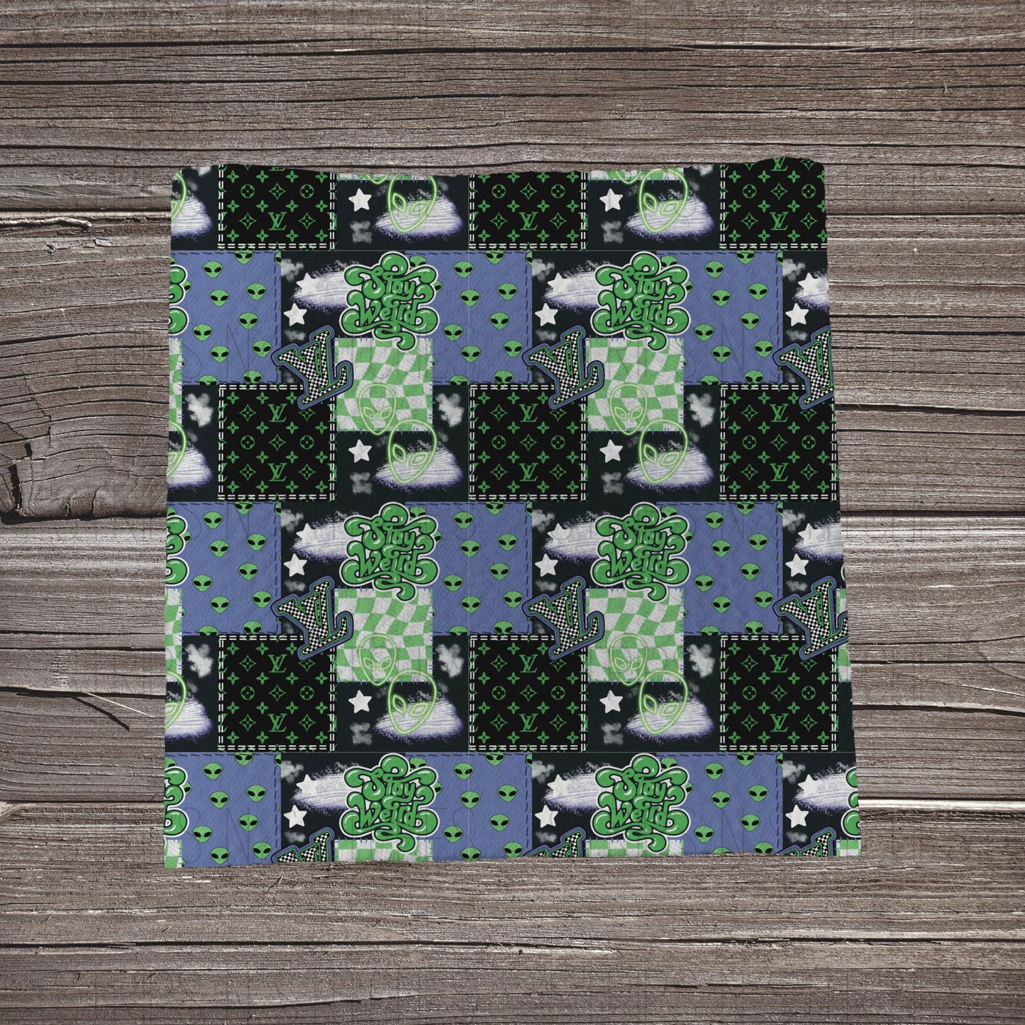 Boo-G Patchwork- Purple & Green | Bullet Fabric Strip | Bow Making | Scrunchie | Headwraps