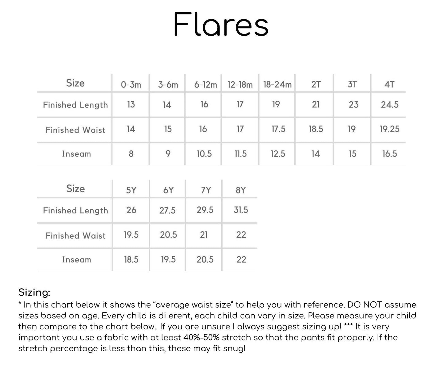 Ready to Sew Pre-Cut Flare Pants Up to Size 8