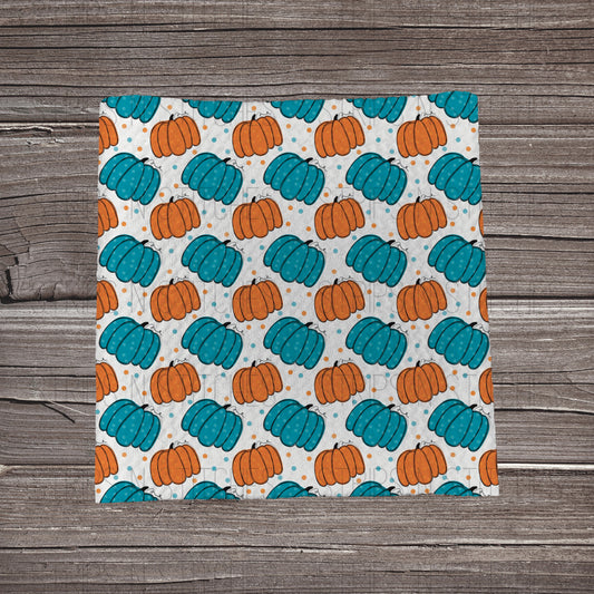 Polka Dot Orange & Teal Pumpkins | Fabric Strip- Bow Making- Headwrap-
