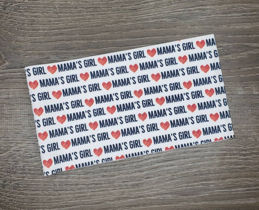 Mama's Girl with Hearts (Bold Text) Fabric Strip- Bow Making- Headwrap- Scrunchi