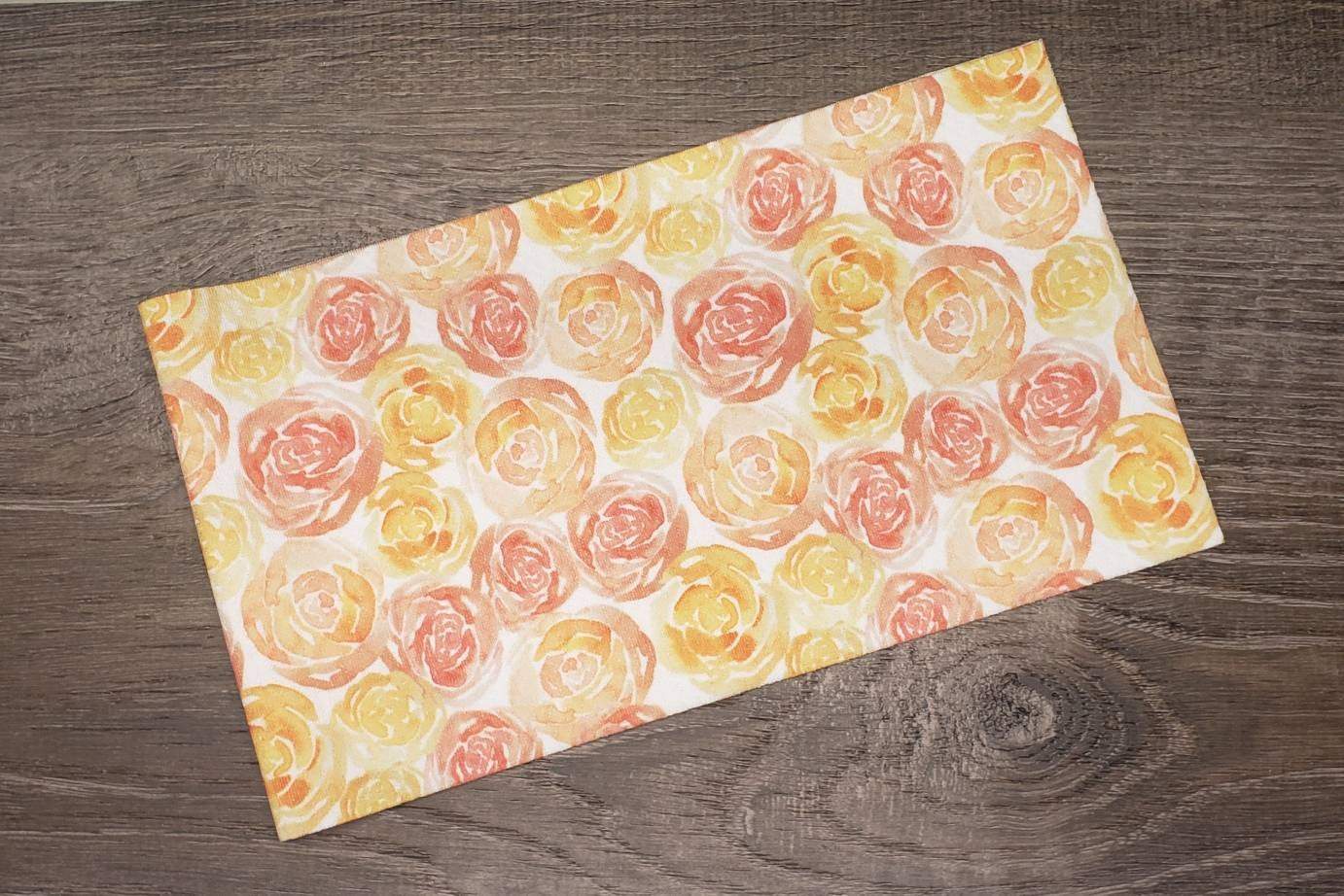Watercolor Yellow Roses Fabric Strip- Bow Making- Headwrap- Scrunchies