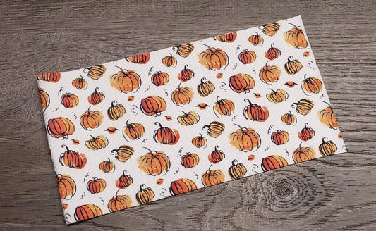 Watercolor Pumpkins  Fabric Strip- Bow Making- Headwrap- Scrunchies