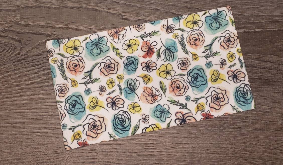 Watercolor Flowers Fabric Strip- Bow Making- Headwrap- Scrunchies