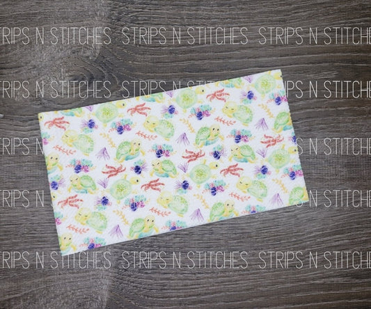 Watercolor Sea Turtles Fabric Strip- Bow Making- Headwrap- Scrunchies