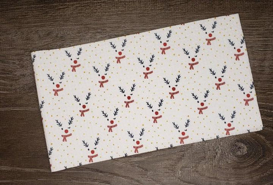 Winter Reindeer Fabric Strip- Bow Making- Headwrap- Scrunchies