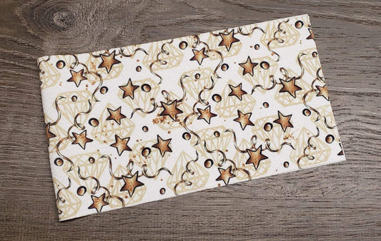 Gold Stars Fabric Strip- Bow Making- Headwrap- Scrunchies
