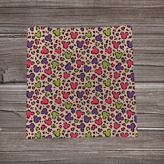 Pink, Purple, Green Cheetah Mouse | Fabric Strip- Bow Making| Headwrap