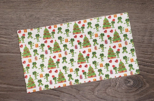 Christmas Frogs Fabric Strip- Bow Making- Headwrap- Scrunchies