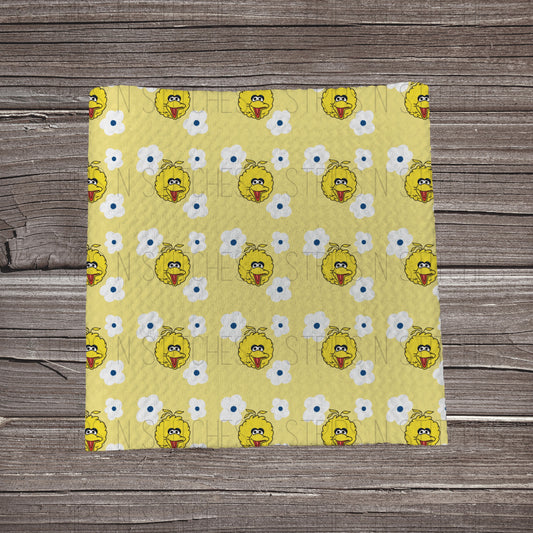 Scatter Yellow Bird with flowers |Fabric Strips | Bow Making | Headwrap | Scru