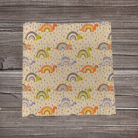 Dino Rainbows |  Fabric Strip- Bow Making- Headwrap- Scrunchies