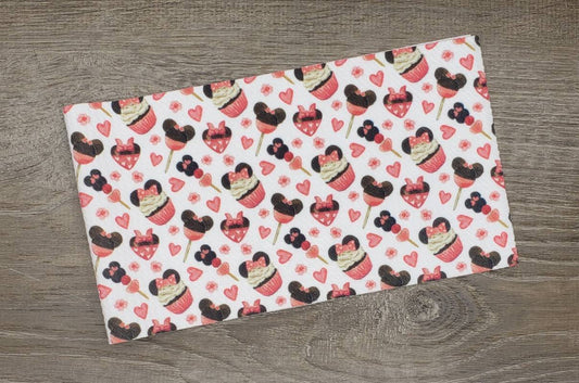 Valentine Mouse Snacks Fabric Strip- Bow Making- Headwrap- Scrunchies