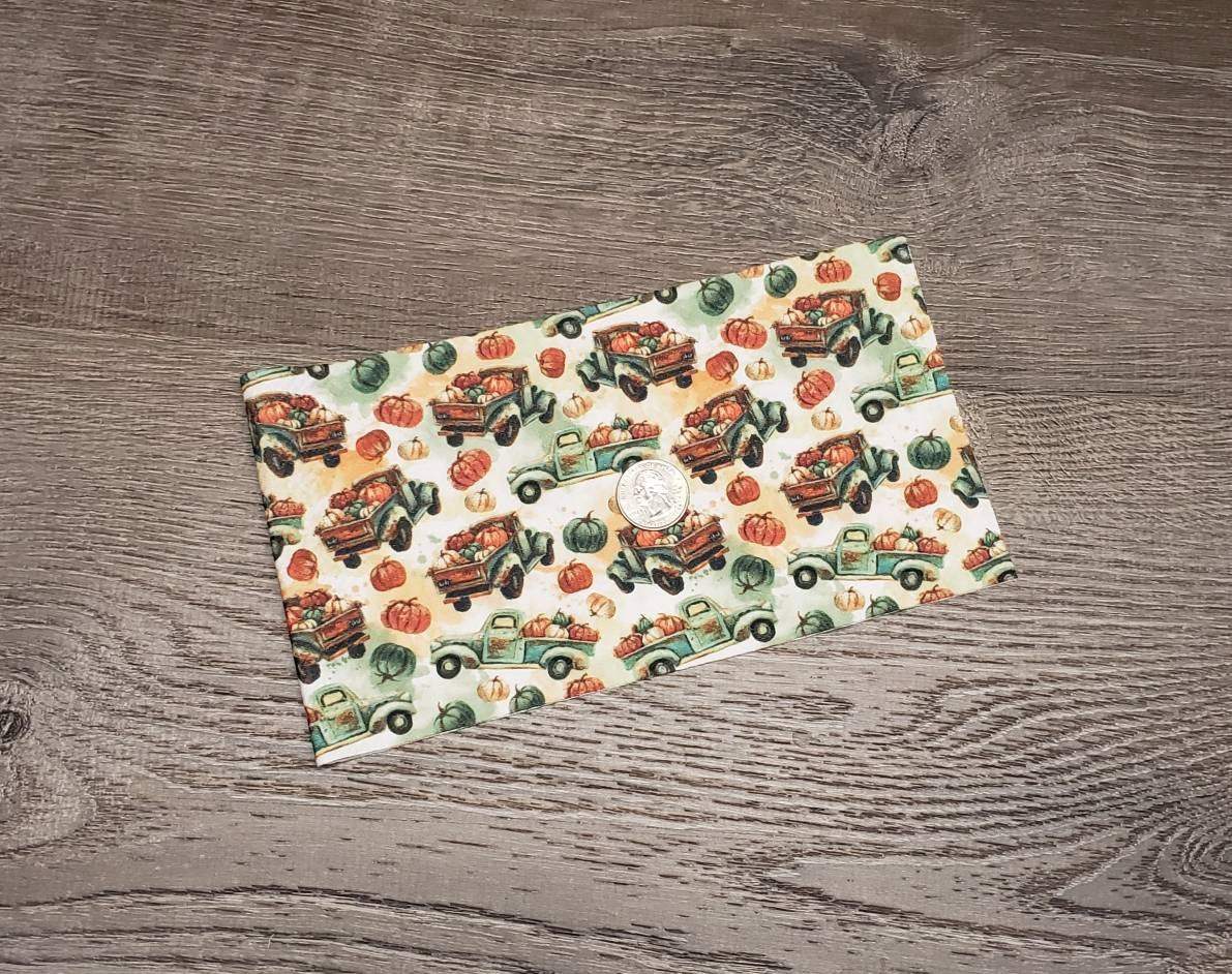 Vintage Pumpkin Truck Fabric Strip- Bow Making- Headwrap- Scrunchies